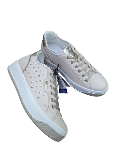 Sneakers IGI&CO scarpa sportiva donna MADE IN ITALY pelle/nappa soft beige borchiata