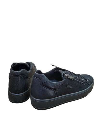 Sneakers IGI&CO scarpa da donna MADE IN ITALY in pelle/capra parker metal nero
