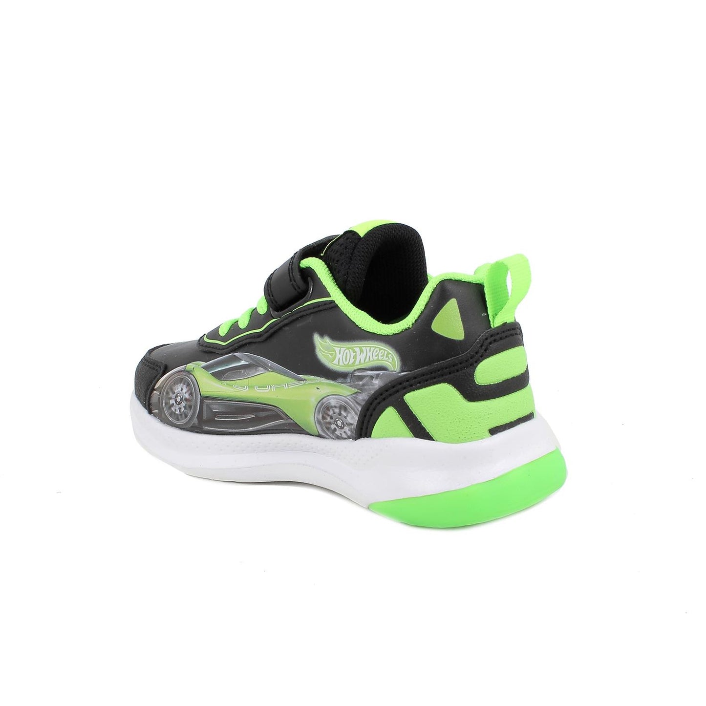 Sneakers PRIMIGI HOT WHEELS MATTEL scarpa ginnastica pelle nero e verde fluo con luci