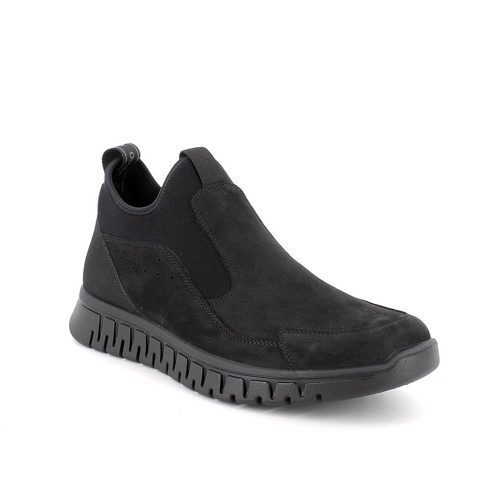 Mocassino IGI&CO scarpa uomo MADE IN ITALY in nabuk gum nero Slip-on mezzo colletto
