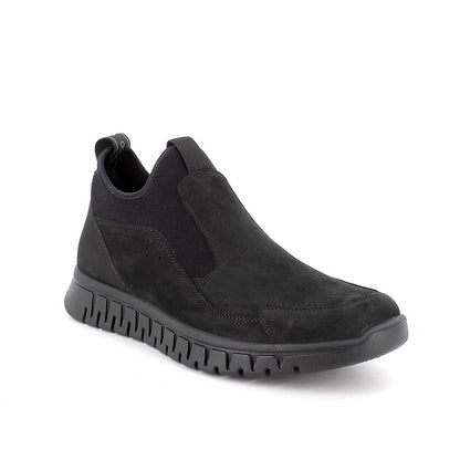 Mocassino IGI&CO scarpa uomo MADE IN ITALY in nabuk gum nero Slip-on mezzo colletto