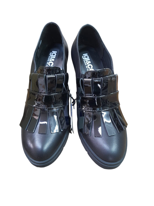 Mocassino/scarpotto IGI&CO scarpa donna a tacco MADE IN ITALY in pelle/vitello nero