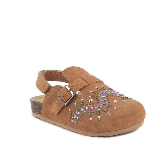 Sabot PRIMIGI scarpa/sandalo da bambina in camoscio suede cuoio