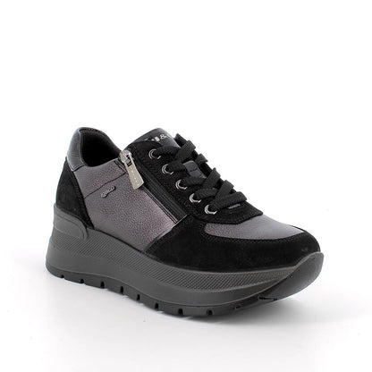 Sneakers IGI&CO scarpa sportiva da donna MADE IN ITALY in camoscio e pelle nero