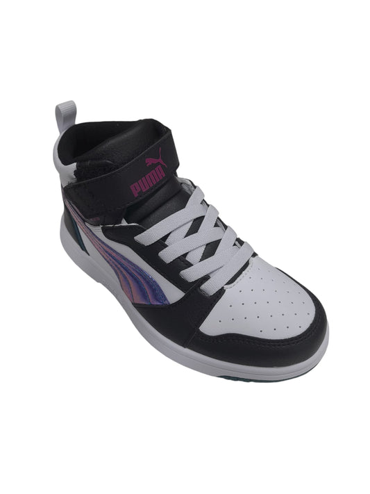 Puma Rebd V6 MidBouncySky AC+PS scarpa colletto rialzato bambina pelle bianca e nera