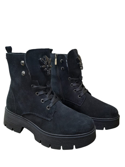 Anfibio IGI&CO scarponcino donna MADE IN ITALY in scamosciato super nero