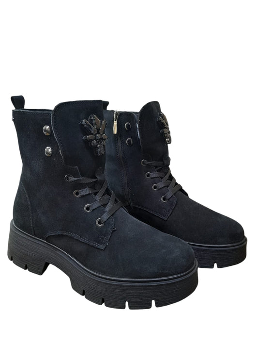 Anfibio IGI&CO scarponcino donna MADE IN ITALY in scamosciato super nero
