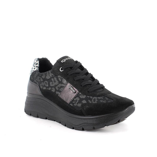 Sneakers IGI&CO scarpa sportiva da donna MADE IN ITALY in camoscio nero
