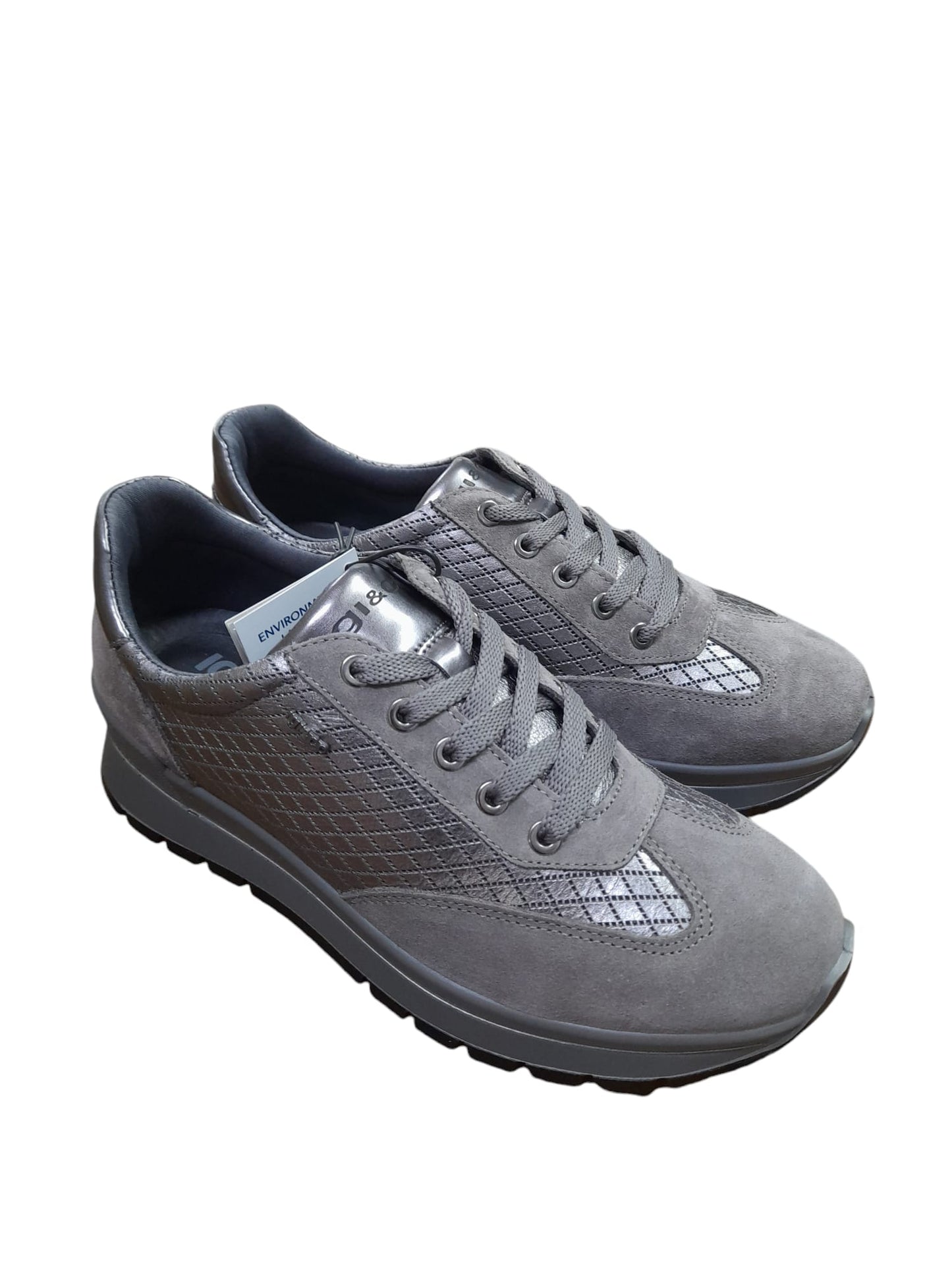 Sneakers IGI&CO scarpa sportiva donna MADE IN ITALY scamosciato e pelle/fiore grigio