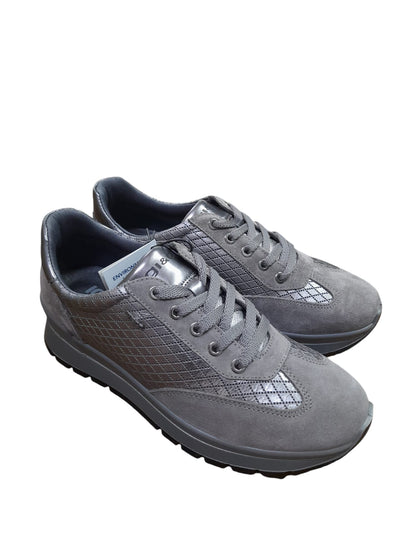 Sneakers IGI&CO scarpa sportiva donna MADE IN ITALY scamosciato e pelle/fiore grigio