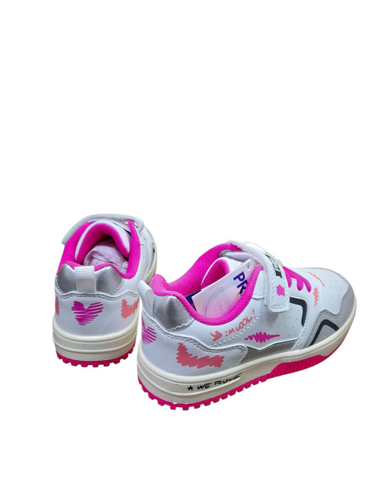 Scarpa da ginnastica PRIMIGI SPORT bambina in pelle bianco e fuxia