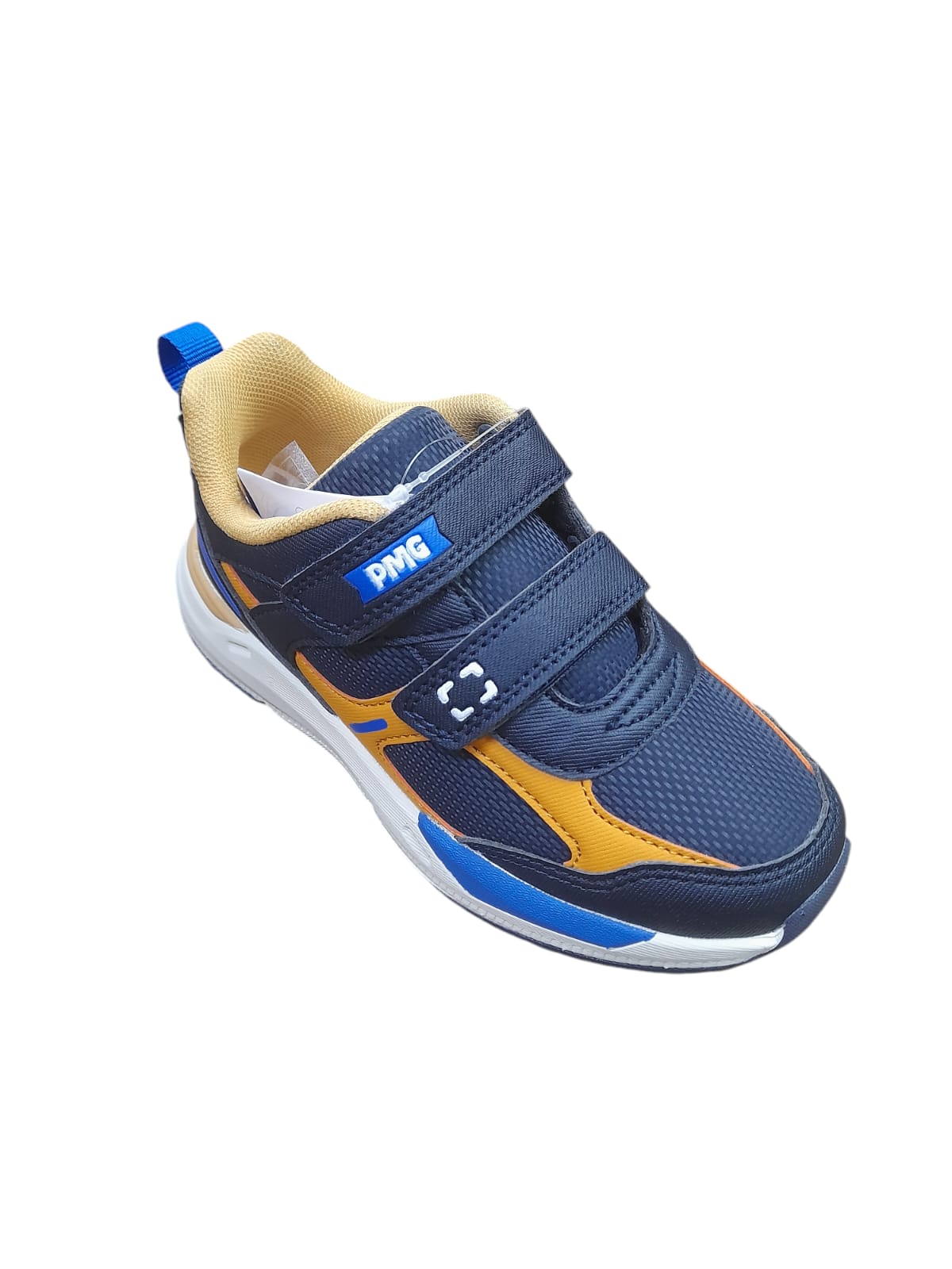 Sneaker PRIMIGI SPORT scarpa ginnastica da bambino in pelle e tela blu e senape
