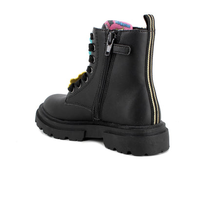 Anfibio PRIMIGI MERMAID MAGIC stivaletto da bambina lacci e cerniera in pelle nero