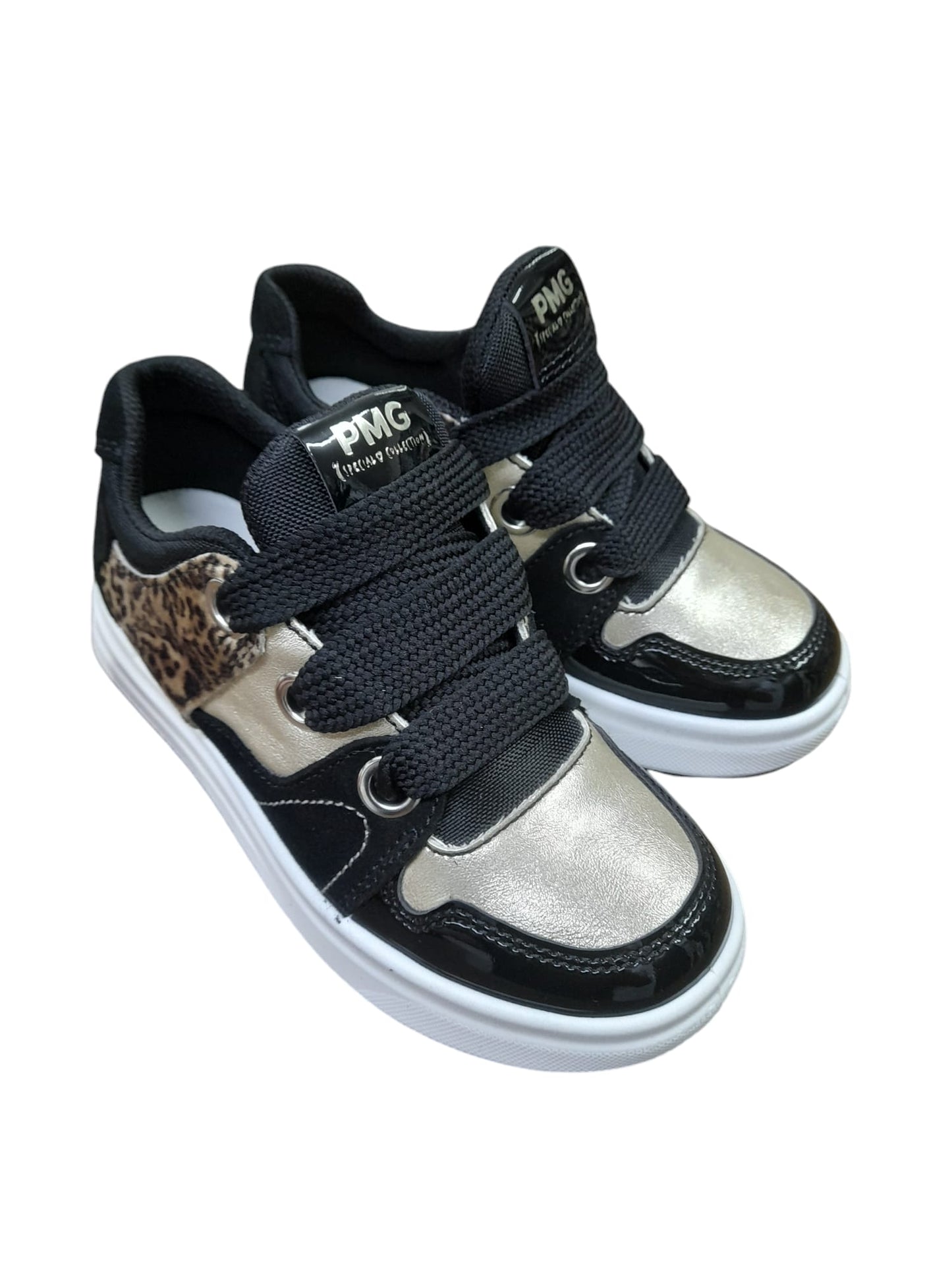Sneaker PRIMIGI BLACK LAB scarpa sportiva da bambina in camoscio e vernice nero