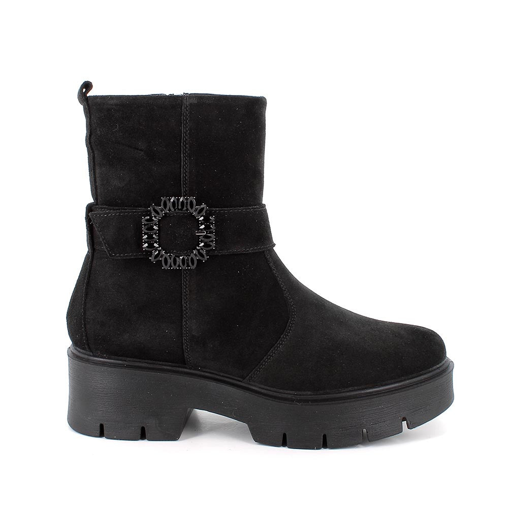 Tronchetto IGI&CO Stivale donna MADE IN ITALY in camoscio super nero
