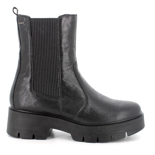 Tronchetto IGI&CO stivaletto MADE IN ITALY donna in pelle/capra metal parker nero
