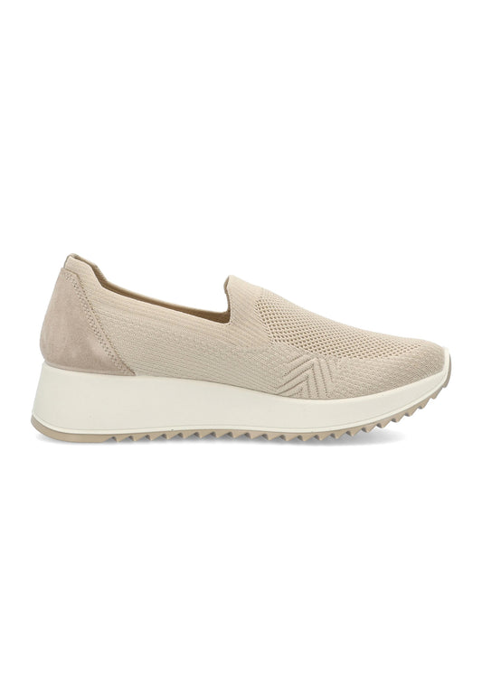 Mocassino ENVAL SOFT scarpa donna MADE IN ITALY tessuto elasticizzato Flyknit crema