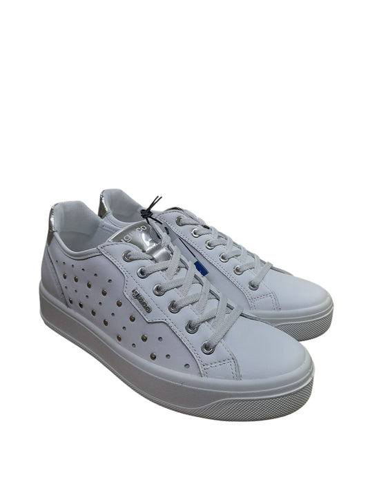 Sneakers IGI&CO scarpa sportiva donna MADE IN ITALY pelle/nappa soft bianco borchiata