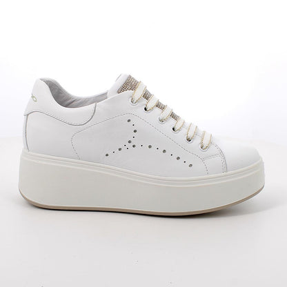 Sneakers IGI&CO PLATFORM scarpa donna a zeppa MADE IN ITALY in pelle/nappa bianco