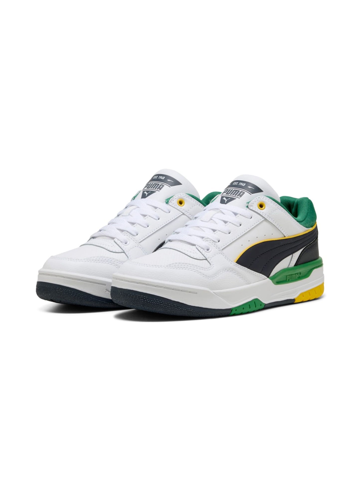 Sneaker PUMA REBOUND RETRO scarpa da ginnastica da uomo in pelle bianco nero e verde