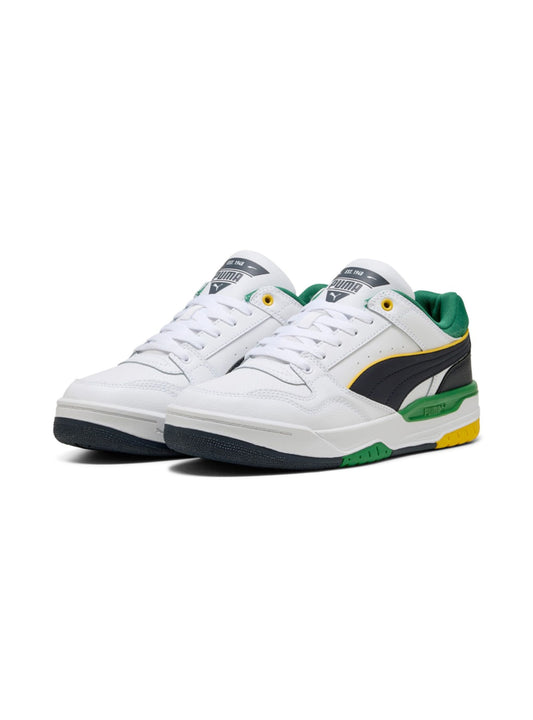 Sneaker PUMA REBOUND RETRO scarpa da ginnastica da uomo in pelle bianco nero e verde