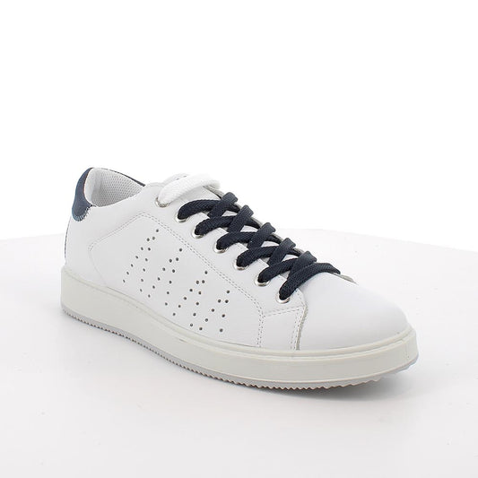 Sneakers IGI&CO scarpa uomo MADE IN ITALY in pelle fiore bottolato martin  bianco