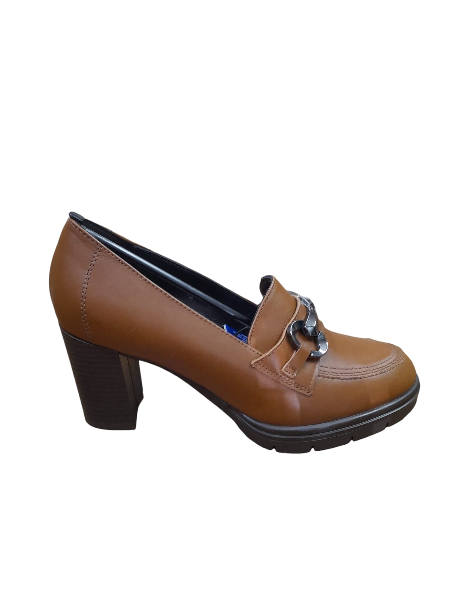 Mocassino IGI&CO scarpa donna a tacco MADE IN ITALY in pelle/vitello marrone/cuoio