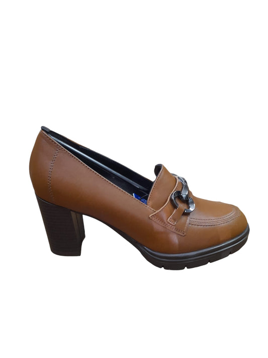 Mocassino IGI&CO scarpa donna a tacco MADE IN ITALY in pelle/vitello marrone/cuoio