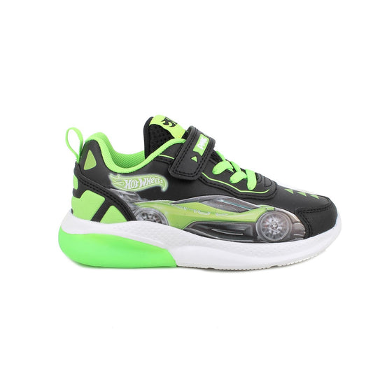 Sneakers PRIMIGI HOT WHEELS MATTEL scarpa ginnastica pelle nero e verde fluo con luci