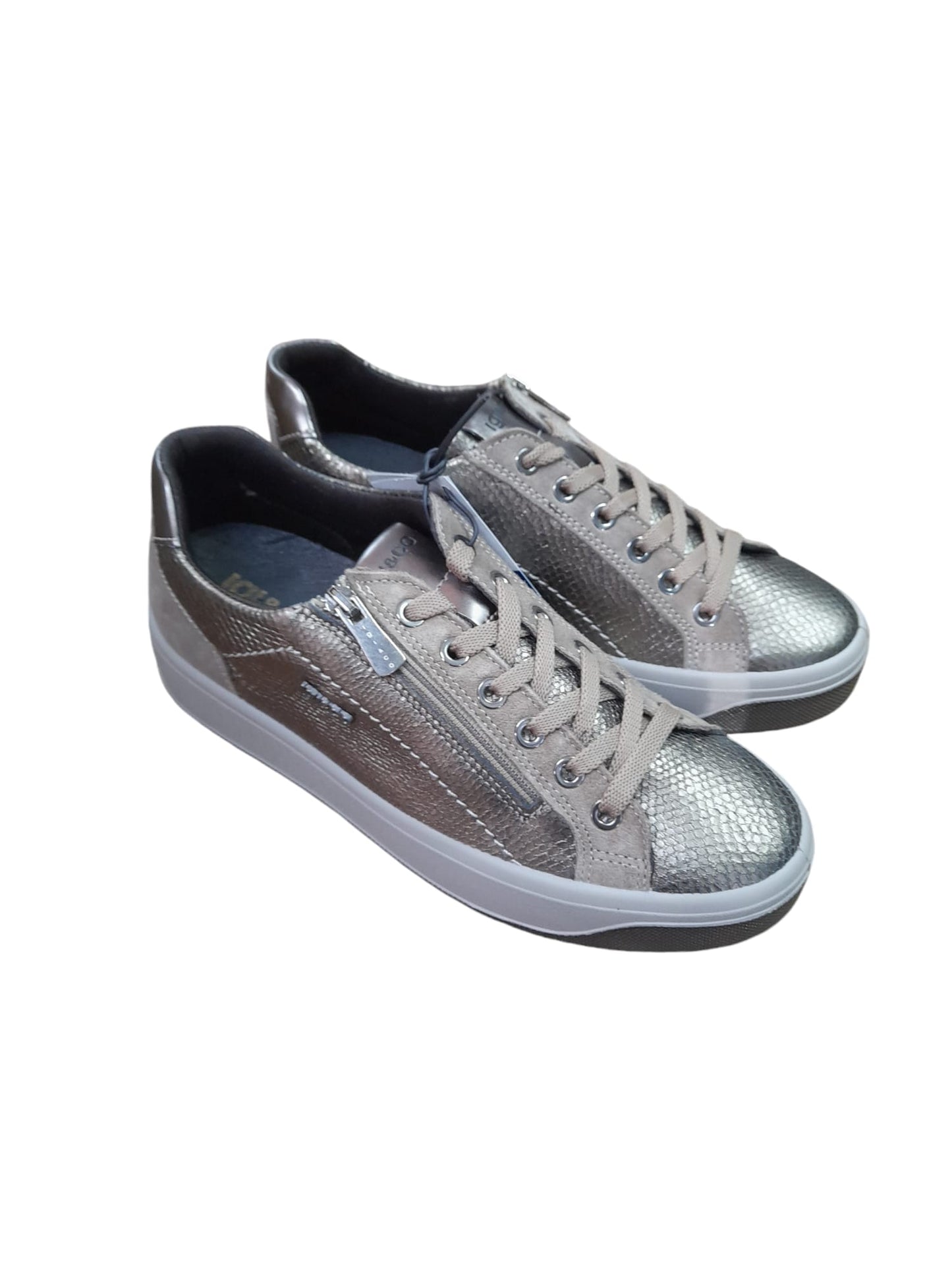 Sneakers IGI&CO scarpa da donna MADE IN ITALY in pelle/capra piper bronzo e camoscio