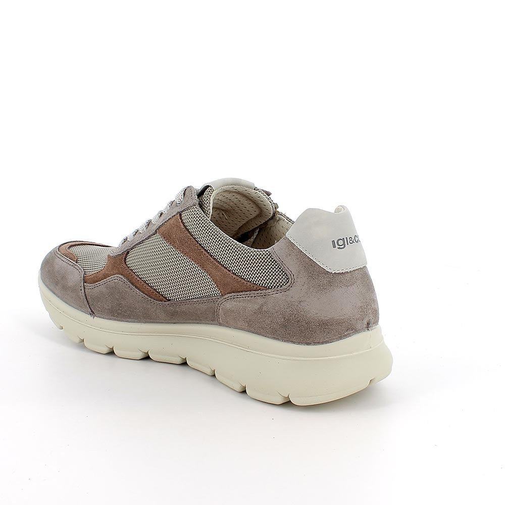 Sneakers IGI&CO scarpa sportiva uomo MADE IN ITALY in camoscio special e rete peltro