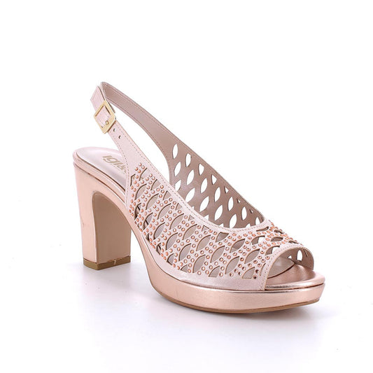 Sandalo donna elegante IGI&CO scarpa MADE IN ITALY tessuto raso rame