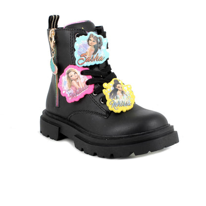 Anfibio PRIMIGI MERMAID MAGIC stivaletto da bambina lacci e cerniera in pelle nero