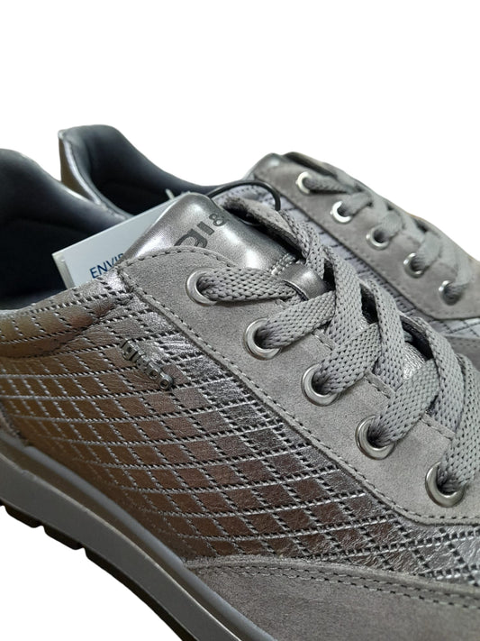 Sneakers IGI&CO scarpa sportiva donna MADE IN ITALY scamosciato e pelle/fiore grigio