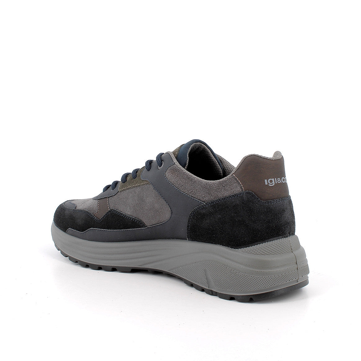 Scarpa uomo IGI&CO sneakers MADE IN ITALY in camoscio special blu notte e antracite