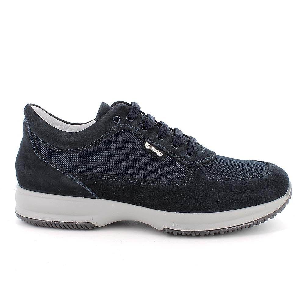 Sneakers IGI&CO scarpa Interactive uomo MADE IN ITALY in Camoscio e tessuto blu notte