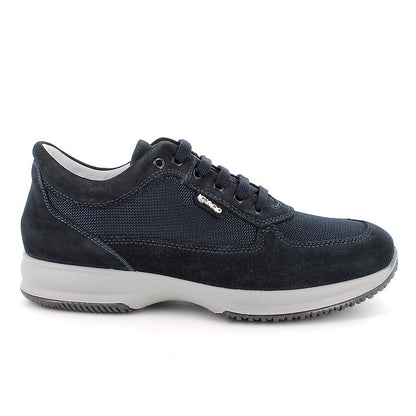 Sneakers IGI&CO scarpa Interactive uomo MADE IN ITALY in Camoscio e tessuto blu notte