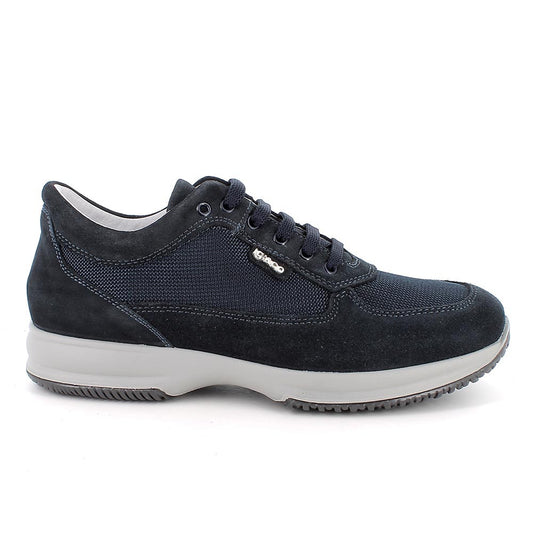 Sneakers IGI&CO scarpa Interactive uomo MADE IN ITALY in Camoscio e tessuto blu notte