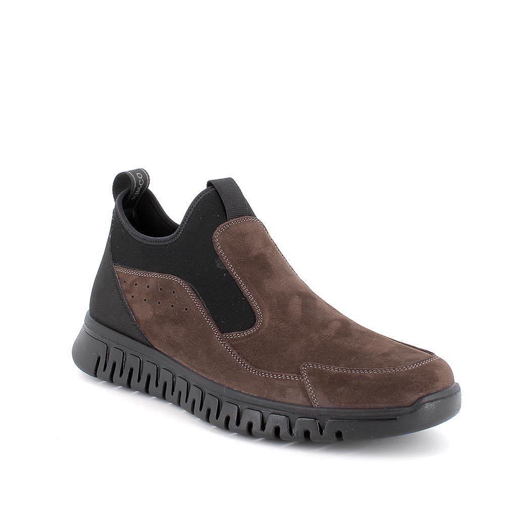 Mocassino IGI&CO scarpa uomo MADE IN ITALY in nabuk gum caffe Slip-on mezzo colletto