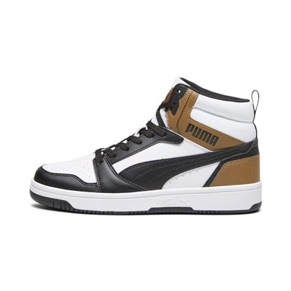 PUMA REBOUND V6 Mid Jr Scarpa da uomo basket in pelle nera e bianca
