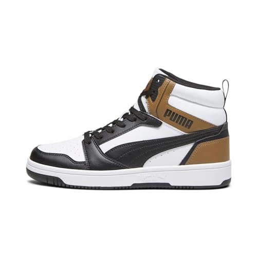 PUMA REBOUND V6 Mid Jr Scarpa da uomo basket in pelle nera e bianca