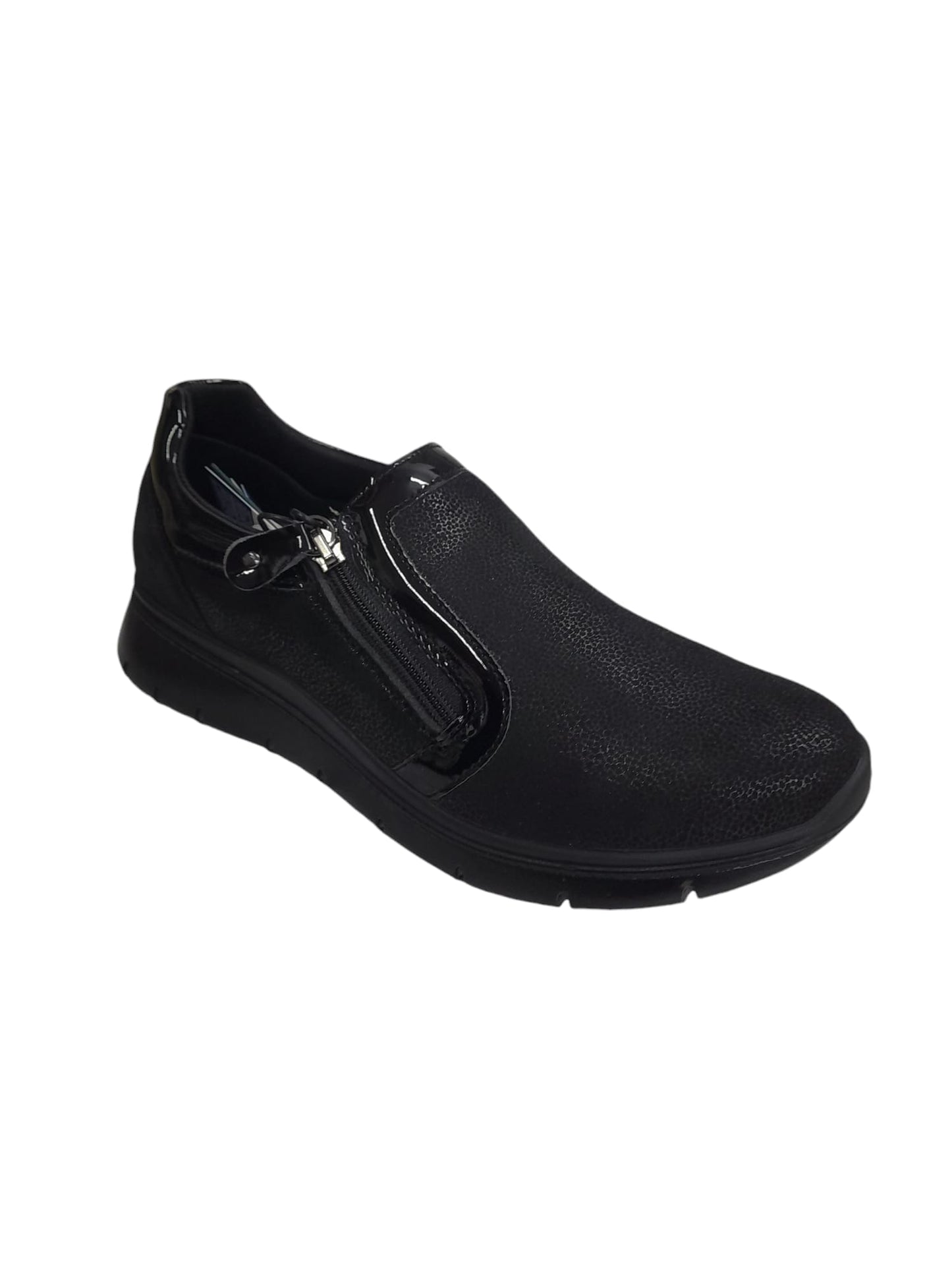 Sneaker ENVAL SOFT scarpa da donna con cerniera MADE IN ITALY tessuto flyknit nero