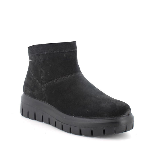 Tronchetto IGI&CO stivaletto donna MADE IN ITALY in camoscio super nero