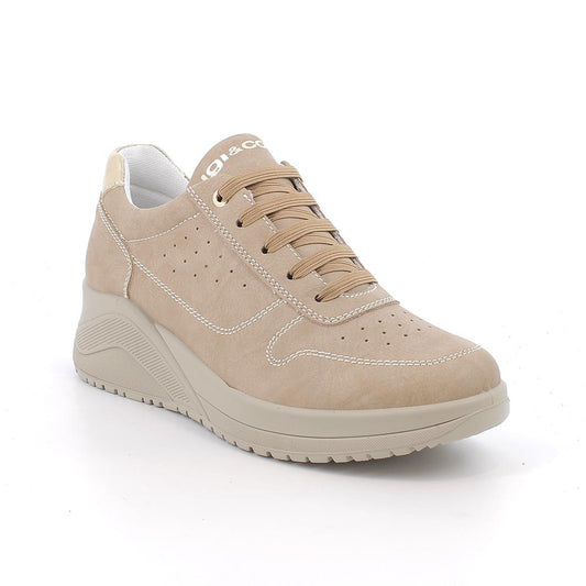 Sneakers IGI&CO scarpa sportiva donna MADE IN ITALY in nabuk delave Beige scuro