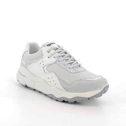 Sneakers IGI&CO scarpa donna MADE IN ITALY in camoscio e rete perla e bianco