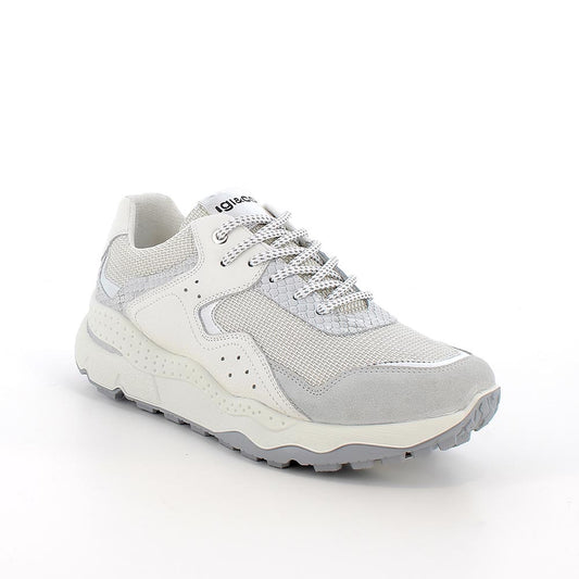 Sneakers IGI&CO scarpa donna MADE IN ITALY in camoscio e rete perla e bianco