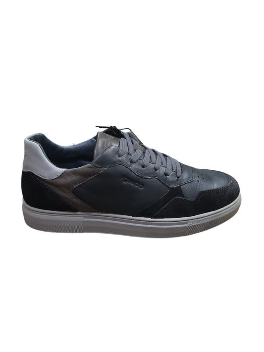 Sneakers IGI&CO scarpa sportiva uomo MADE IN ITALY pelle/vitello rag nero e grigio