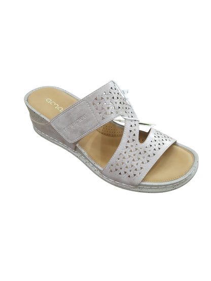 Scalzato AMARPIES scarpa/sandalo donna in pelle laminato platino golden