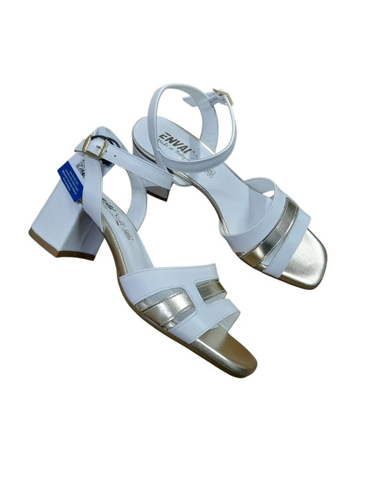 Sandalo ENVAL SOFT donna linea confort MADE IN ITALY in pelle di nappa bianca e oro