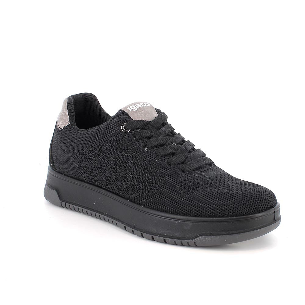 Sneakers IGI&CO scarpa donna MADE IN ITALY in tessuto Flyknit elasticizzato nero
